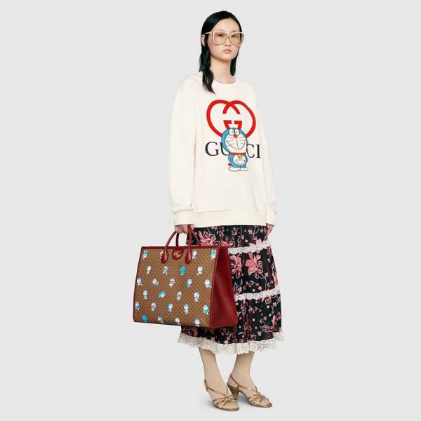 Gucci Women Doraemon x Gucci Cotton Sweatshirt Crewneck Oversized Fit-White (13)