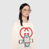 Gucci Women Doraemon x Gucci Cotton Sweatshirt Crewneck Oversized Fit-White