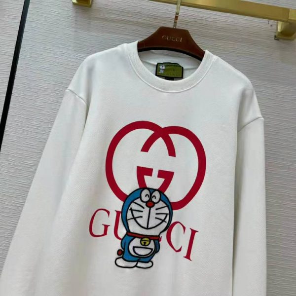 Gucci Women Doraemon x Gucci Cotton Sweatshirt Crewneck Oversized Fit-White (4)