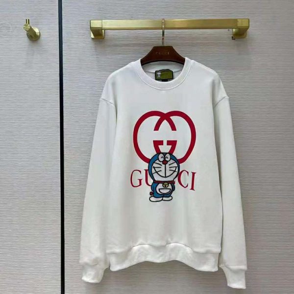 Gucci Women Doraemon x Gucci Cotton Sweatshirt Crewneck Oversized Fit-White (5)