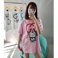 Gucci Women Doraemon x Gucci Cotton T-Shirt Pink Jersey Crewneck Oversize Fit