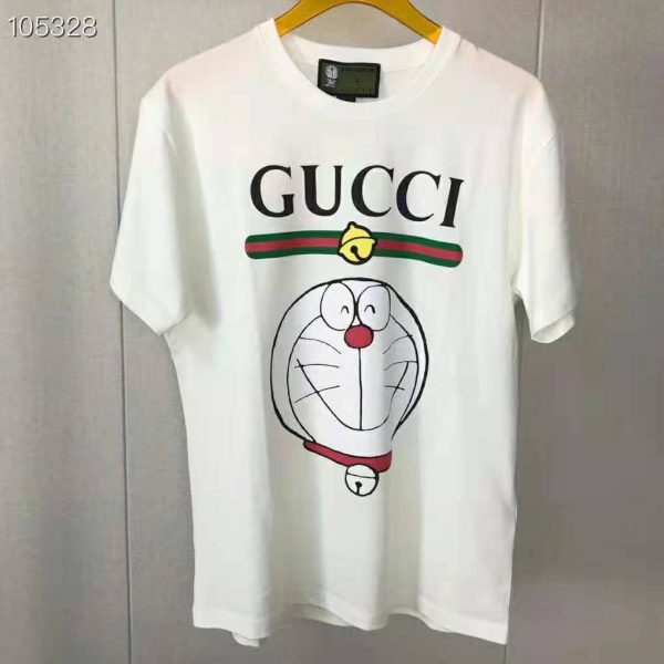 Gucci Women Doraemon x Gucci Cotton T-shirt Ivory Jersey Crewneck Oversize Fit (4)