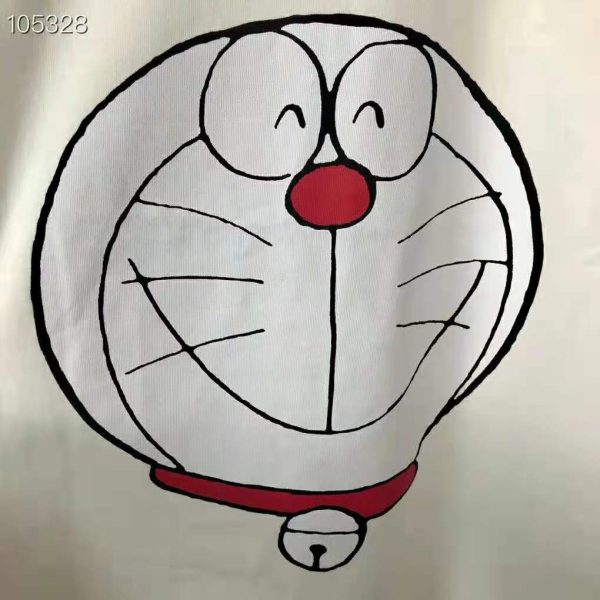 Gucci Women Doraemon x Gucci Cotton T-shirt Ivory Jersey Crewneck Oversize Fit (6)