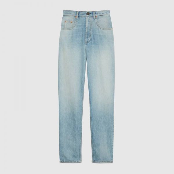 Gucci Women Doraemon x Gucci Eco Denim Pant Blue Organic Cotton