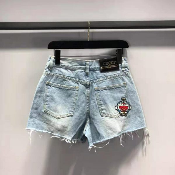 Gucci Women Doraemon x Gucci Eco Denim Shorts Blue Organic Cotton (11)