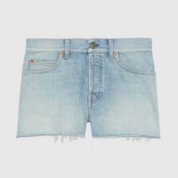 Gucci Women Doraemon x Gucci Eco Denim Shorts Blue Organic Cotton