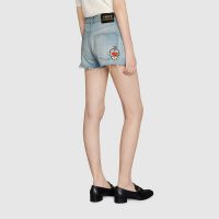 Gucci Women Doraemon x Gucci Eco Denim Shorts Blue Organic Cotton