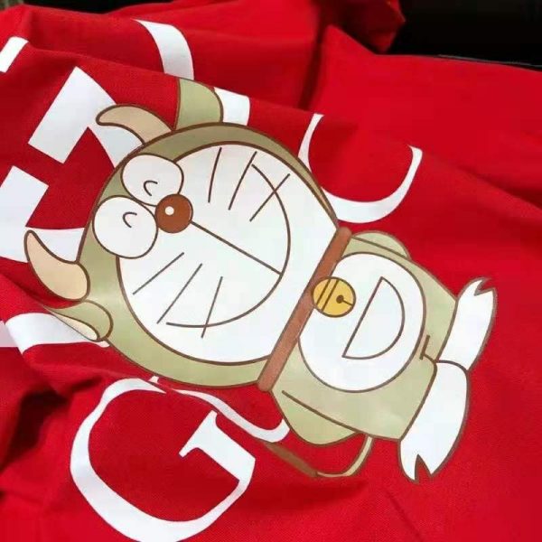Gucci Women Doraemon x Gucci Oversize T-Shirt Crewneck Red Cotton Jersey (7)