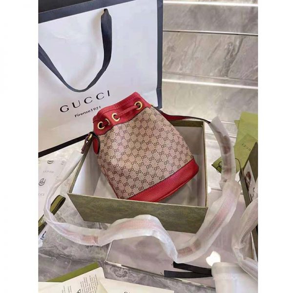 Gucci Women Doraemon x Gucci Small Bucket Bag BeigeEbony Mini GG Supreme Canvas (10)