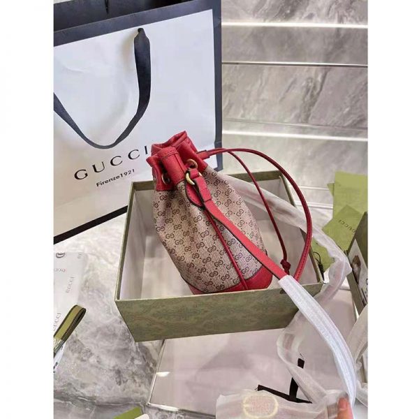 Gucci Women Doraemon x Gucci Small Bucket Bag BeigeEbony Mini GG Supreme Canvas (8)