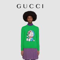 Gucci Women Doraemon x Gucci Wool Sweater Green Wool Crewneck