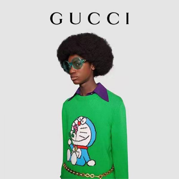 Gucci Women Doraemon x Gucci Wool Sweater Green Wool Crewneck (13)