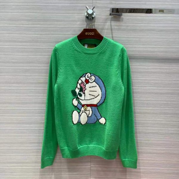 Gucci Women Doraemon x Gucci Wool Sweater Green Wool Crewneck (2)