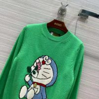 Gucci Women Doraemon x Gucci Wool Sweater Green Wool Crewneck