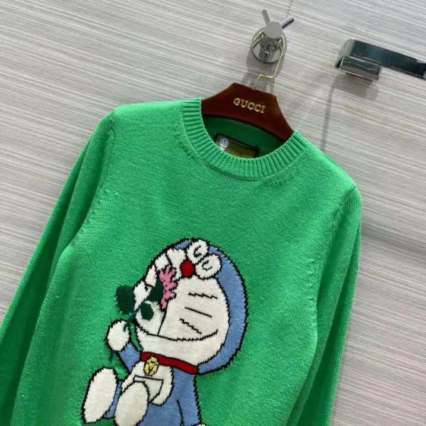 Gucci Women Doraemon x Gucci Wool Sweater Green Wool Crewneck (3)