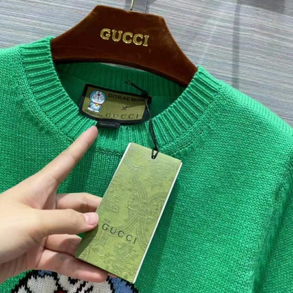 Gucci Women Doraemon x Gucci Wool Sweater Green Wool Crewneck (4)