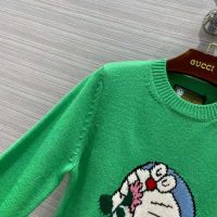 Gucci Women Doraemon x Gucci Wool Sweater Green Wool Crewneck