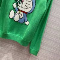 Gucci Women Doraemon x Gucci Wool Sweater Green Wool Crewneck