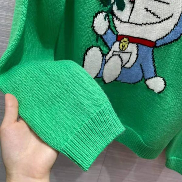Gucci Women Doraemon x Gucci Wool Sweater Green Wool Crewneck (7)