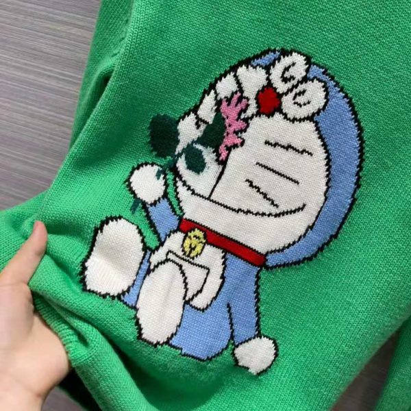 Gucci Women Doraemon x Gucci Wool Sweater Green Wool Crewneck (8)