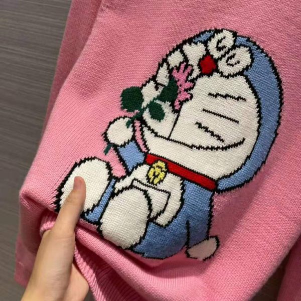 Gucci Women Doraemon x Gucci Wool Sweater Pink Wool Crewneck (10)