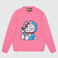 Gucci Women Doraemon x Gucci Wool Sweater Pink Wool Crewneck