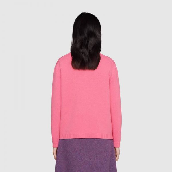 Gucci Women Doraemon x Gucci Wool Sweater Pink Wool Crewneck (3)