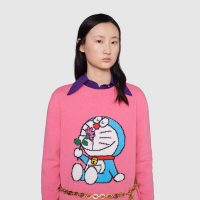 Gucci Women Doraemon x Gucci Wool Sweater Pink Wool Crewneck