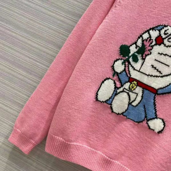 Gucci Women Doraemon x Gucci Wool Sweater Pink Wool Crewneck (8)