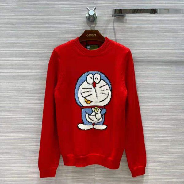 Gucci Women Doraemon x Gucci Wool Sweater Red Wool Crewneck (6)