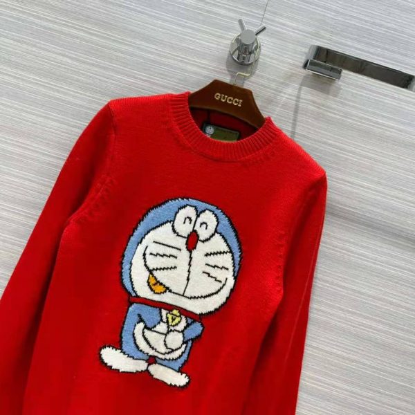 Gucci Women Doraemon x Gucci Wool Sweater Red Wool Crewneck (7)