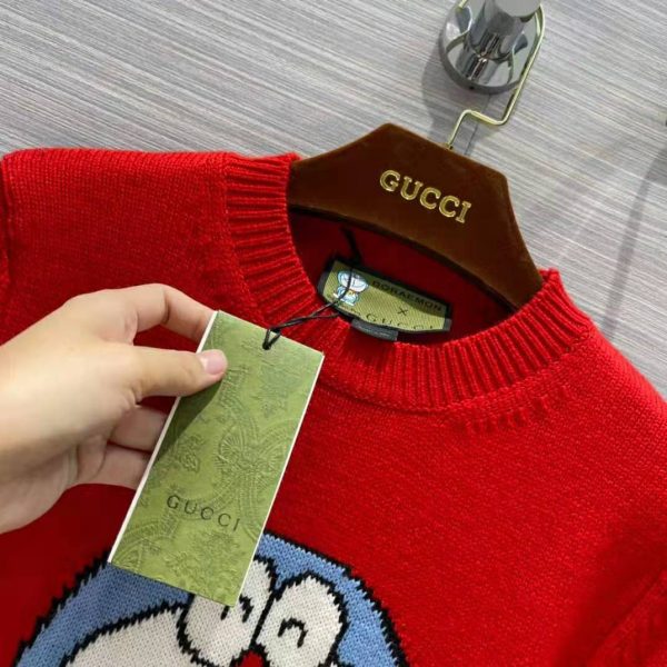 Gucci Women Doraemon x Gucci Wool Sweater Red Wool Crewneck (8)