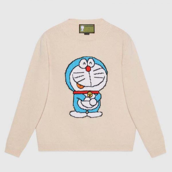 Gucci Women Doraemon x Gucci Wool Sweater White Crewneck