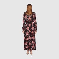 Gucci Women Floral Print Viscose Dress Black Viscose with Pink Floral Printss Black Viscose with Pink Floral Print (13)