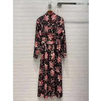 Gucci Women Floral Print Viscose Dress Black Viscose with Pink Floral Printss Black Viscose with Pink Floral Print (13)