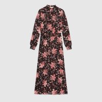 Gucci Women Floral Print Viscose Dress Black Viscose with Pink Floral Printss Black Viscose with Pink Floral Print (13)