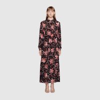 Gucci Women Floral Print Viscose Dress Black Viscose with Pink Floral Printss Black Viscose with Pink Floral Print (13)