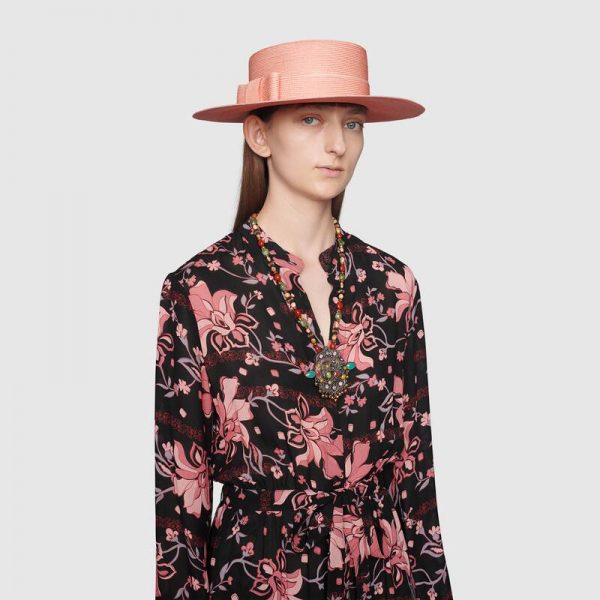 Gucci Women Floral Print Viscose Dress Black Viscose with Pink Floral Print (2)