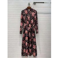 Gucci Women Floral Print Viscose Dress Black Viscose with Pink Floral Printss Black Viscose with Pink Floral Print (13)