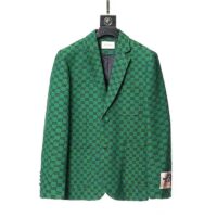 Gucci Women GG Canvas Jacket Green and Blue Organic GG Canvas Cotton