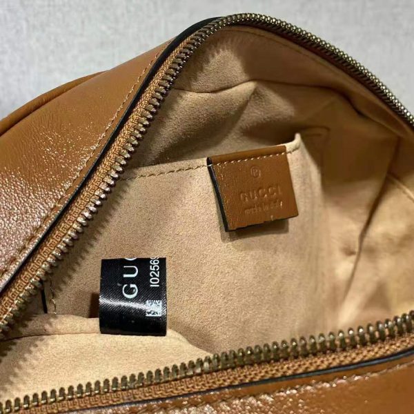 Gucci Women GG Marmont Small Matelassé Shoulder Bag Double G Brown Matelassé Leather (6)