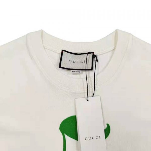Gucci Women Gucci Beverly Hills Cherry Print T-Shirt Cotton Jersey Crewneck Short Sleeves (8)