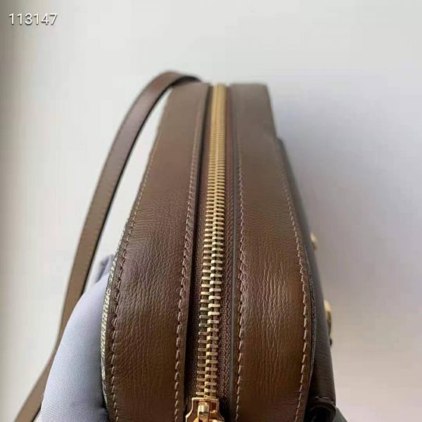 Gucci Women Gucci Horsebit 1955 Small Shoulder Bag GG Supreme Canvas Brown Leather (3)