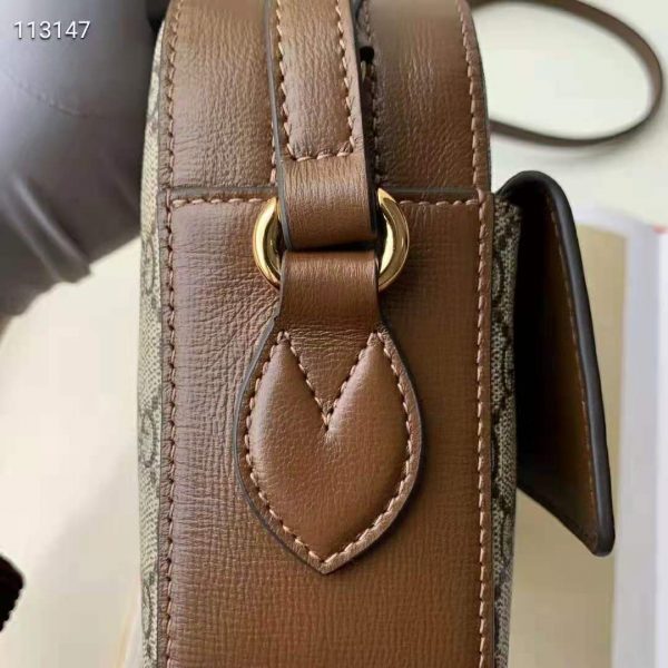 Gucci Women Gucci Horsebit 1955 Small Shoulder Bag GG Supreme Canvas Brown Leather (4)