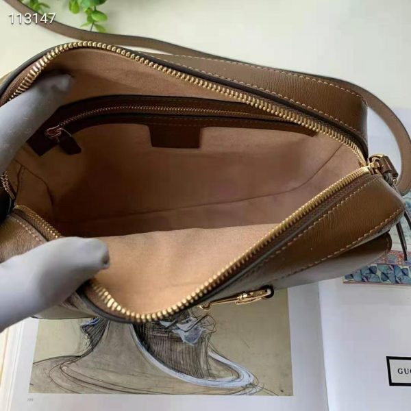 Gucci Women Gucci Horsebit 1955 Small Shoulder Bag GG Supreme Canvas Brown Leather (6)