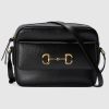 Gucci Women Gucci Horsebit 1955 Small Shoulder Bag Textured Leather-Black