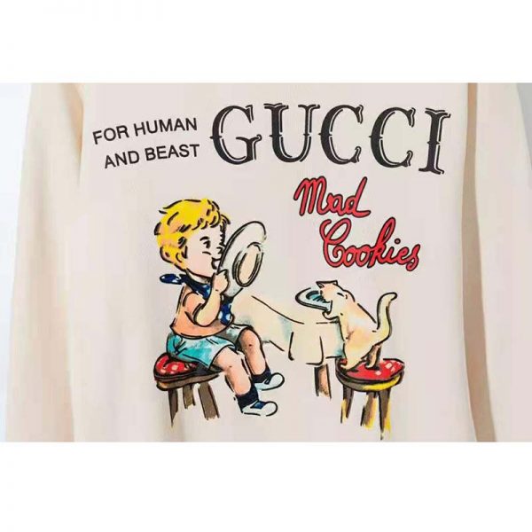Gucci Women Gucci ‘Mad Cookies’ Print Sweatshirt Cotton Crewneck Slim Fit-White (8)
