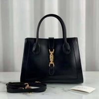 Gucci Women Jackie 1961 Medium Tote Bag Black Leather