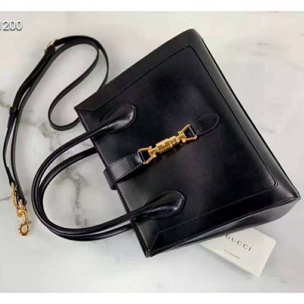 Gucci Women Jackie 1961 Medium Tote Bag Black Leather (3)