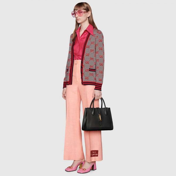 Gucci Women Jackie 1961 Medium Tote Bag Black Leather (9)